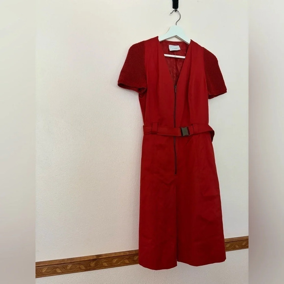 Akris Punto A Line Red Dress Size 8 - Picture 3 of 10